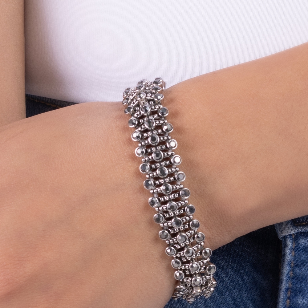 Elegant Silver & Hematite Bracelet